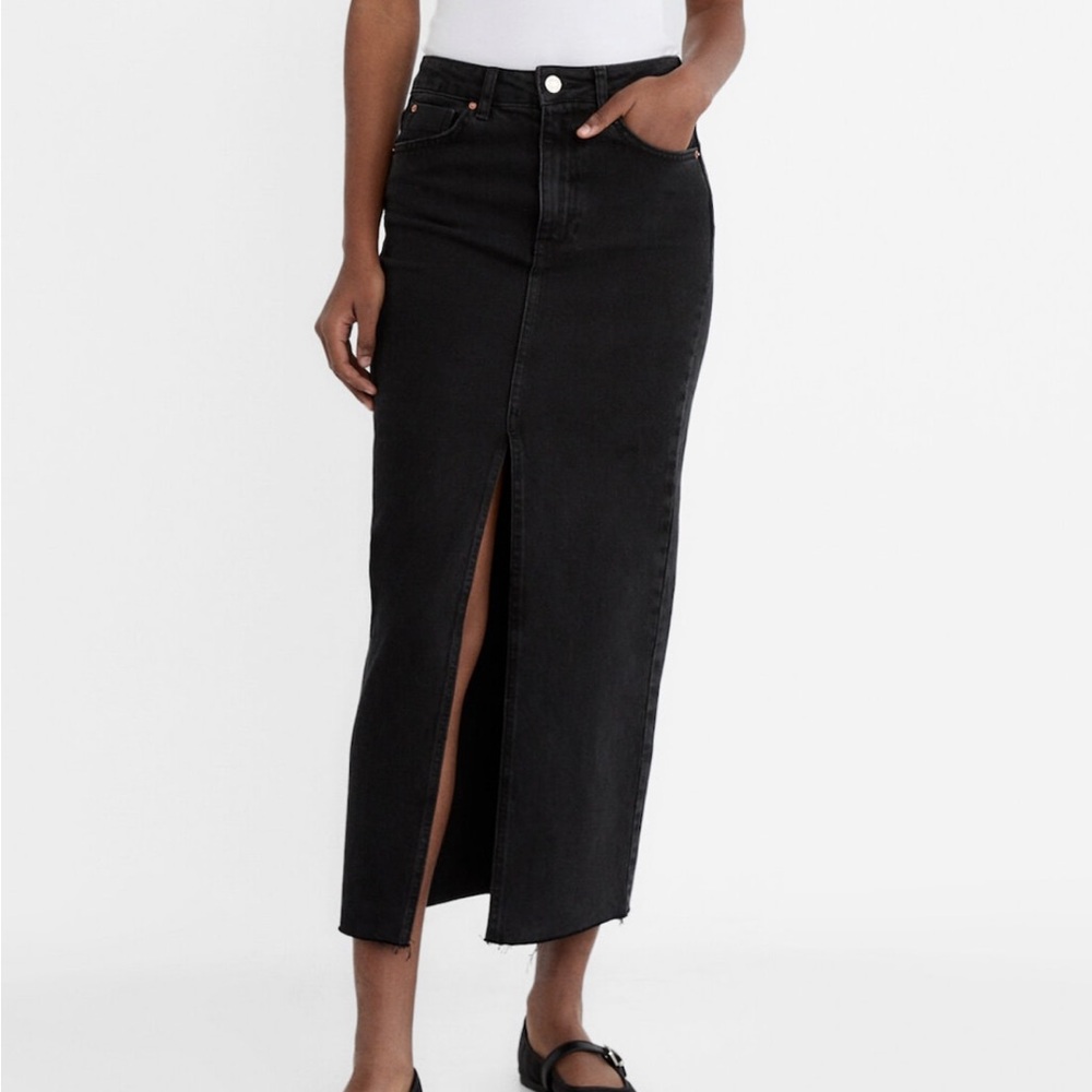 Black Maxi Denim Skirt
